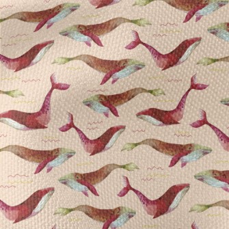 Red Watercolor Whale Waterproof Canvas