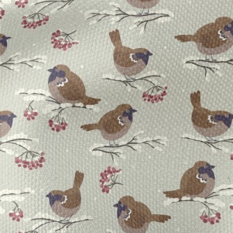 Cartoon Winter Sparrow Waterproof Canvas