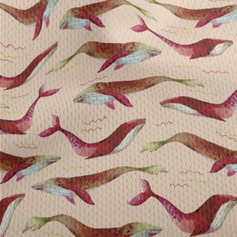 Red Watercolor Whale Athletic Mesh Flat Back