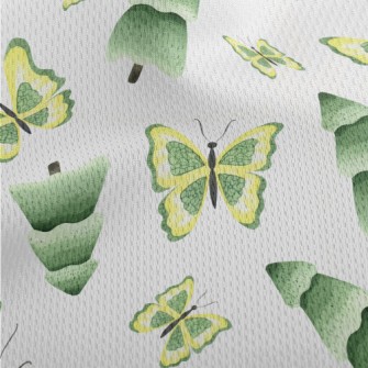 Forest Trees And Butterflies Athletic Mesh Flat Back