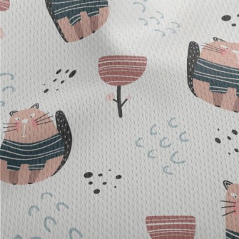 Cute Cartoon Pet Cat Athletic Mesh Flat Back