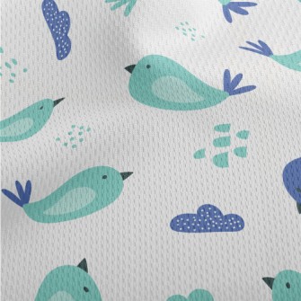 Hand Drawn Blue Bird Athletic Mesh Flat Back