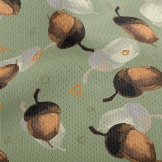 Hand Painted Two-color Acorn Athletic Mesh Flat Back