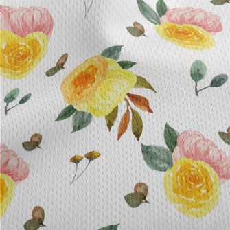 Hand Drawn Two-color Rose Athletic Mesh Flat Back