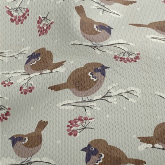 Cartoon Winter Sparrow Athletic Mesh Flat Back