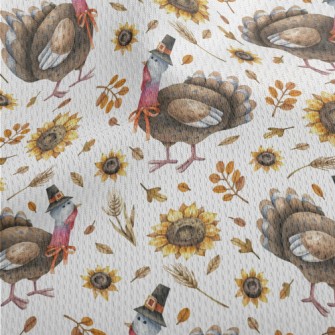 Hand Drawn Thanksgiving Turkey Athletic Mesh Flat Back