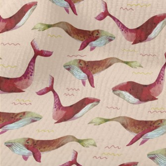 Red Watercolor Whale Terry