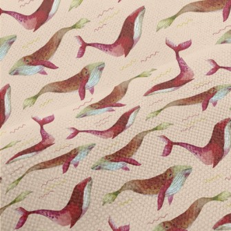 Red Watercolor Whale Performance Linen