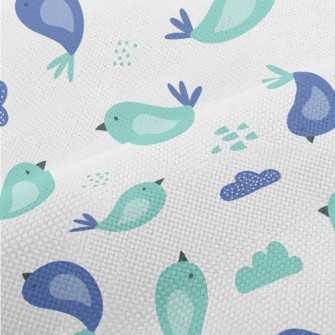 Hand Drawn Blue Bird Performance Linen