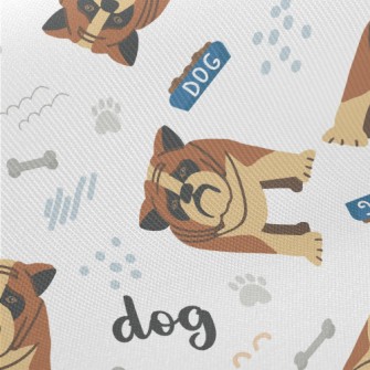 Hand Drawn Cartoon Pet Dog Twill