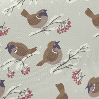 Cartoon Winter Sparrow Twill