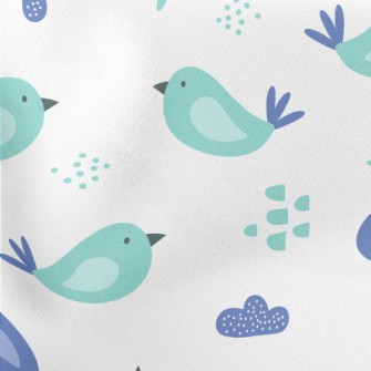 Hand Drawn Blue Bird Stretch Ponte