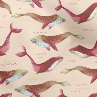 Red Watercolor Whale Micro Fleece