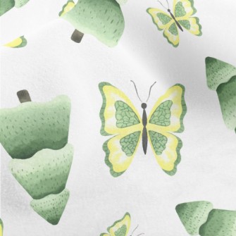 Forest Trees And Butterflies Micro Fleece