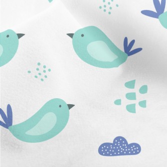 Hand Drawn Blue Bird Micro Fleece