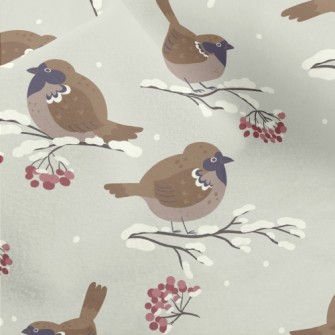 Cartoon Winter Sparrow Micro Fleece
