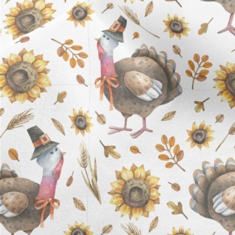 Hand Drawn Thanksgiving Turkey Micro Fleece