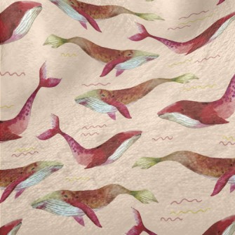 Red Watercolor Whale Minky