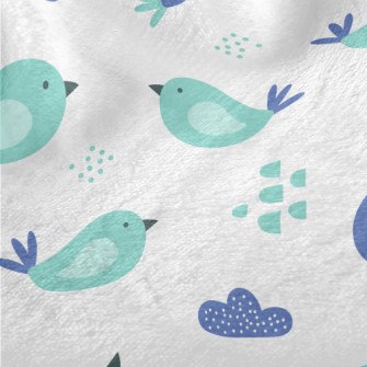 Hand Drawn Blue Bird Minky