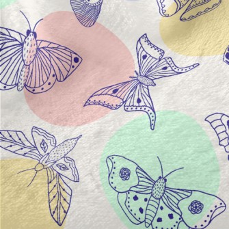 Line Butterfly And Dots Minky