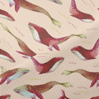 Red Watercolor Whale Piqué