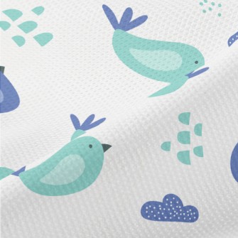 Hand Drawn Blue Bird Piqué