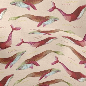 Red Watercolor Whale Lightweight Performance Linen