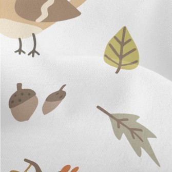 Cute Autumn Birds Lightweight Performance Linen