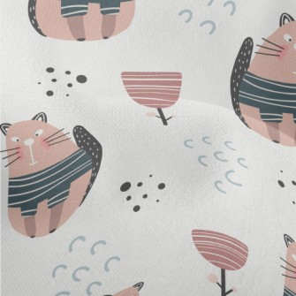 Cute Cartoon Pet Cat Lightweight Performance Linen