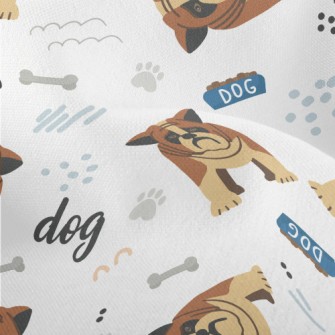 Hand Drawn Cartoon Pet Dog Lightweight Performance Linen