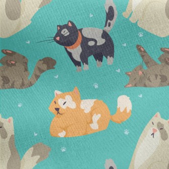 Cute Cartoon Cats Jersey Backed Fleece