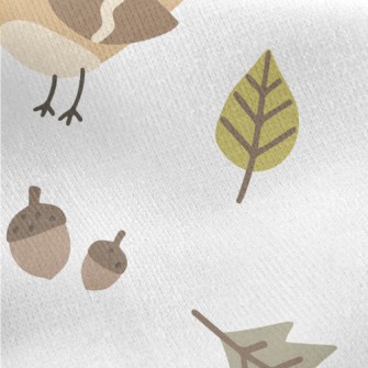 Cute Autumn Birds Jersey Backed Fleece