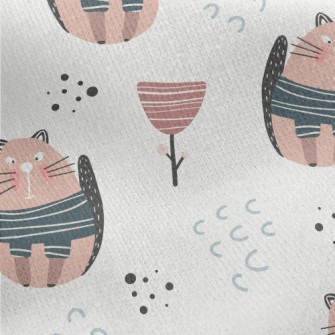 Cute Cartoon Pet Cat Jersey Backed Fleece