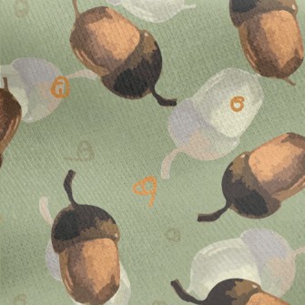 Hand Painted Two-color Acorn Jersey Backed Fleece