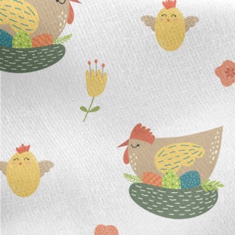 Easter Hen And Eggs Jersey Backed Fleece