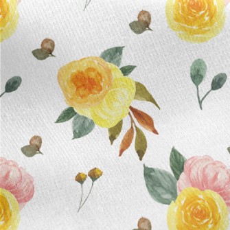 Hand Drawn Two-color Rose Jersey Backed Fleece