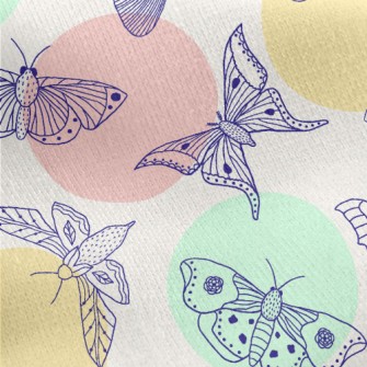 Line Butterfly And Dots Jersey Backed Fleece