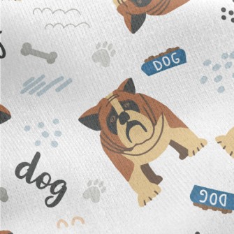 Hand Drawn Cartoon Pet Dog Jersey Backed Fleece