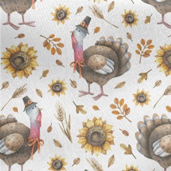 Hand Drawn Thanksgiving Turkey Jersey Backed Fleece