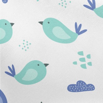 Hand Drawn Blue Bird Pongee