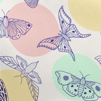 Line Butterfly And Dots Pongee