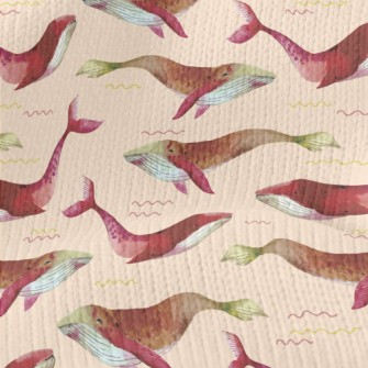 Red Watercolor Whale Stretch Jersey