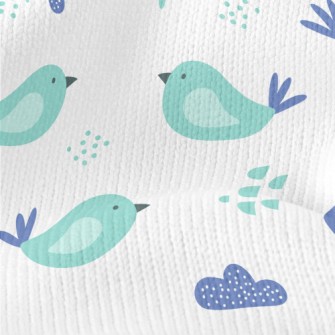 Hand Drawn Blue Bird Stretch Jersey