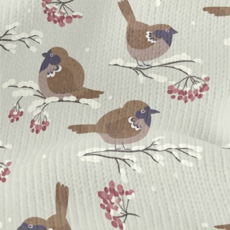 Cartoon Winter Sparrow Stretch Jersey