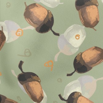 Hand Painted Two-color Acorn Lightweight Cotton Poplin