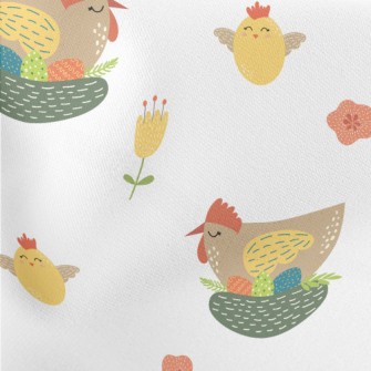 Easter Hen And Eggs Lightweight Cotton Poplin