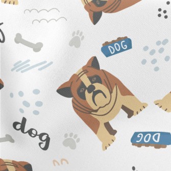 Hand Drawn Cartoon Pet Dog Lightweight Cotton Poplin