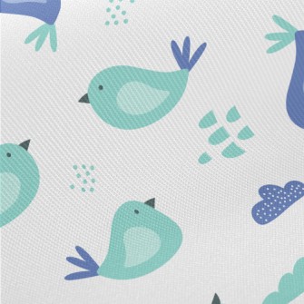 Hand Drawn Blue Bird Midweight Cotton Poplin