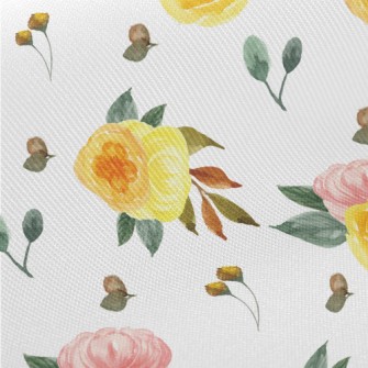 Hand Drawn Two-color Rose Midweight Cotton Poplin