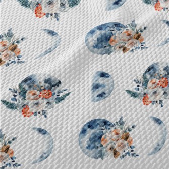 Vintage Moon And Flowers Birdseye Piqué